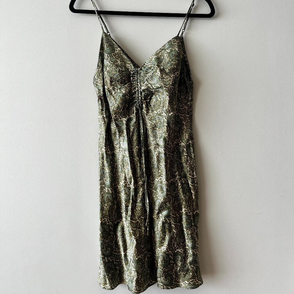 Zara Paisley Green Print Mini Dress - Size S